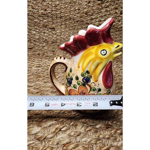 Vintage Hand-Painted Ceramic Pottery Rooster Pitcher 7" Roma Made In Italy - Picture 9 of 10
